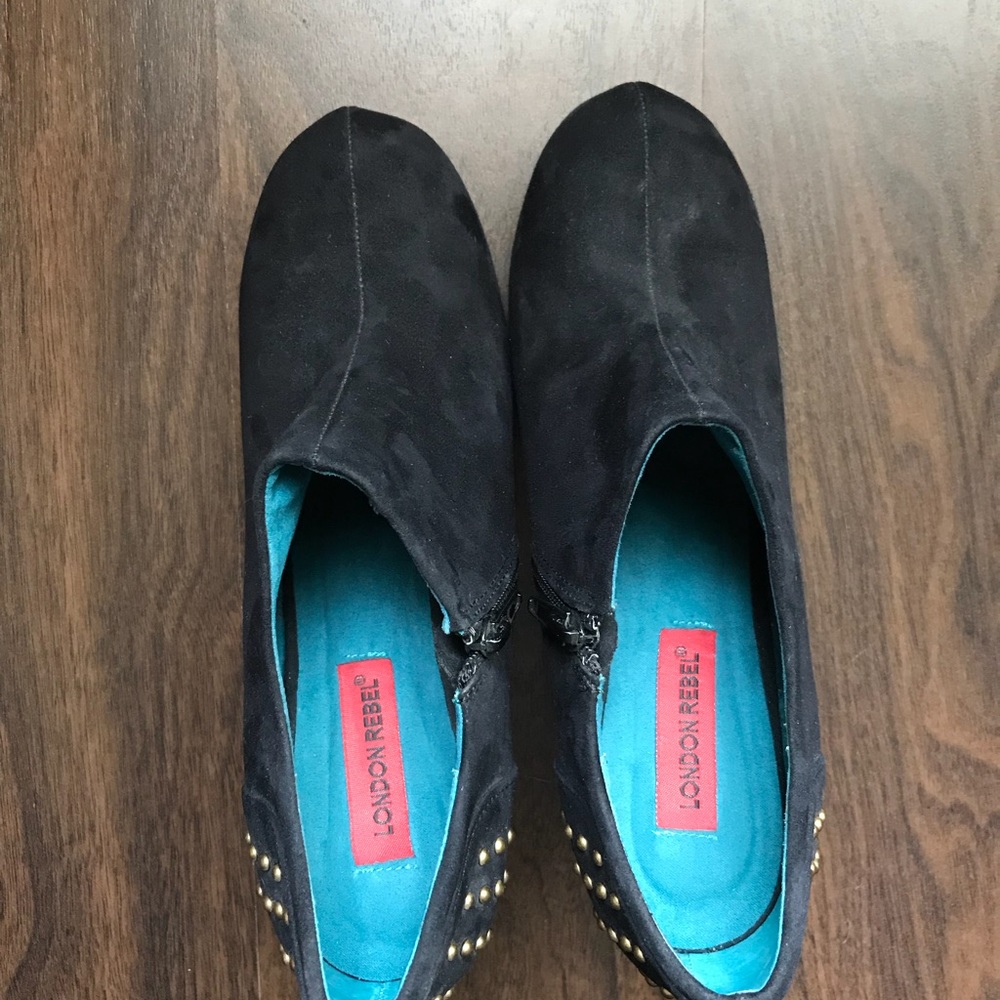 Gold Studded Suede Ankle Booties - Picture 5 of 6